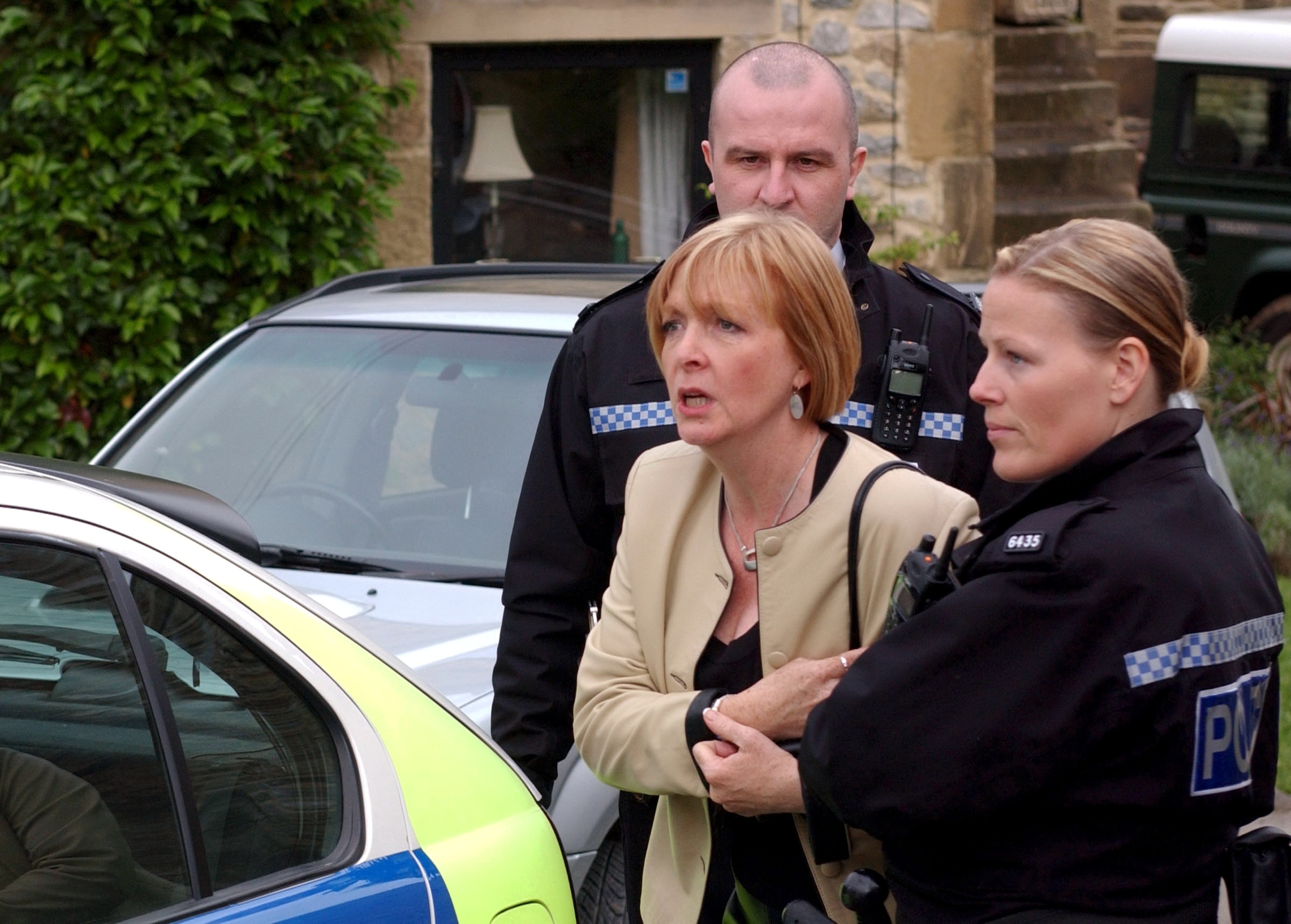 Classic Emmerdale Val is taken away by police after being caught stealing