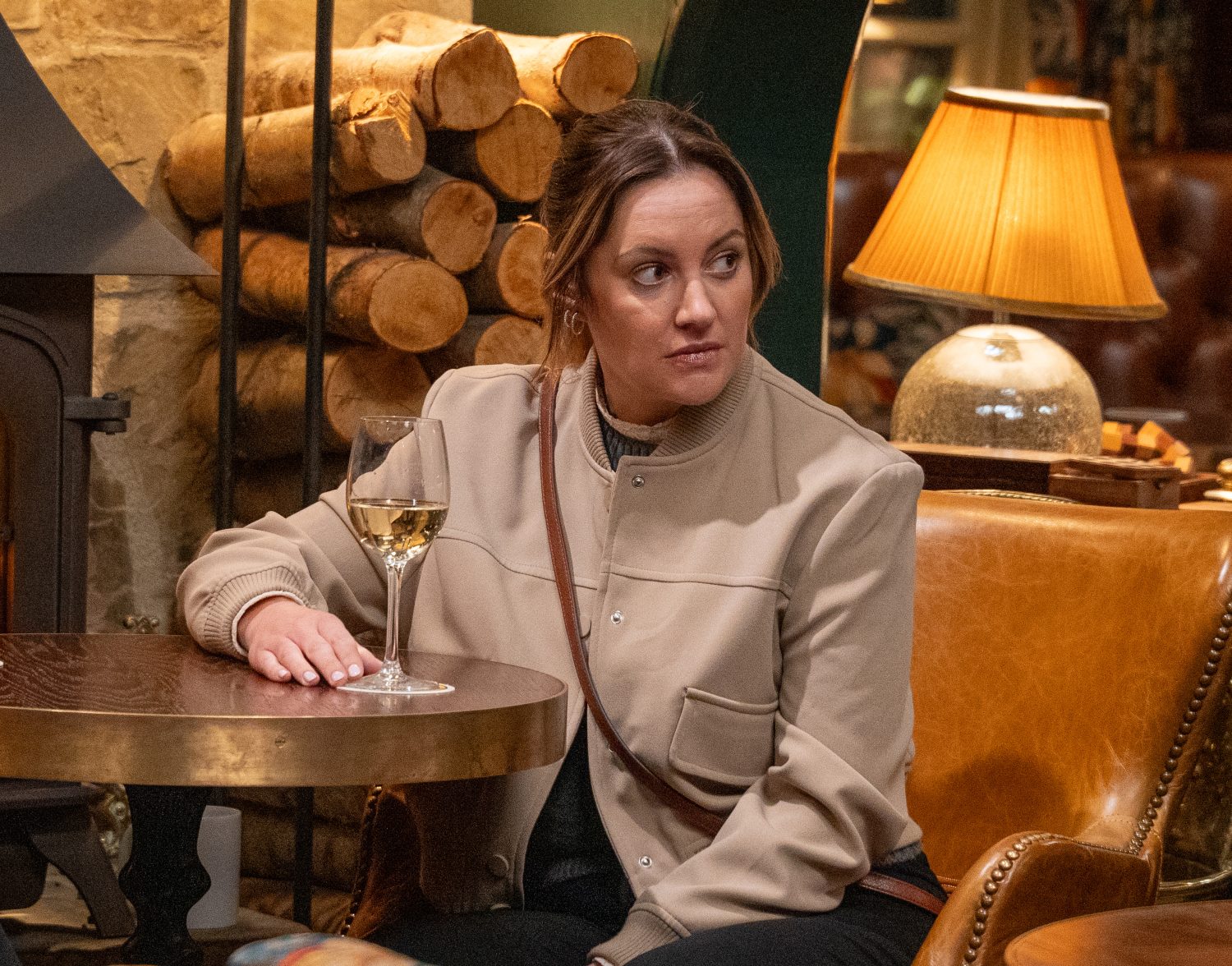 Ella sat in The Woolpack in Emmerdale