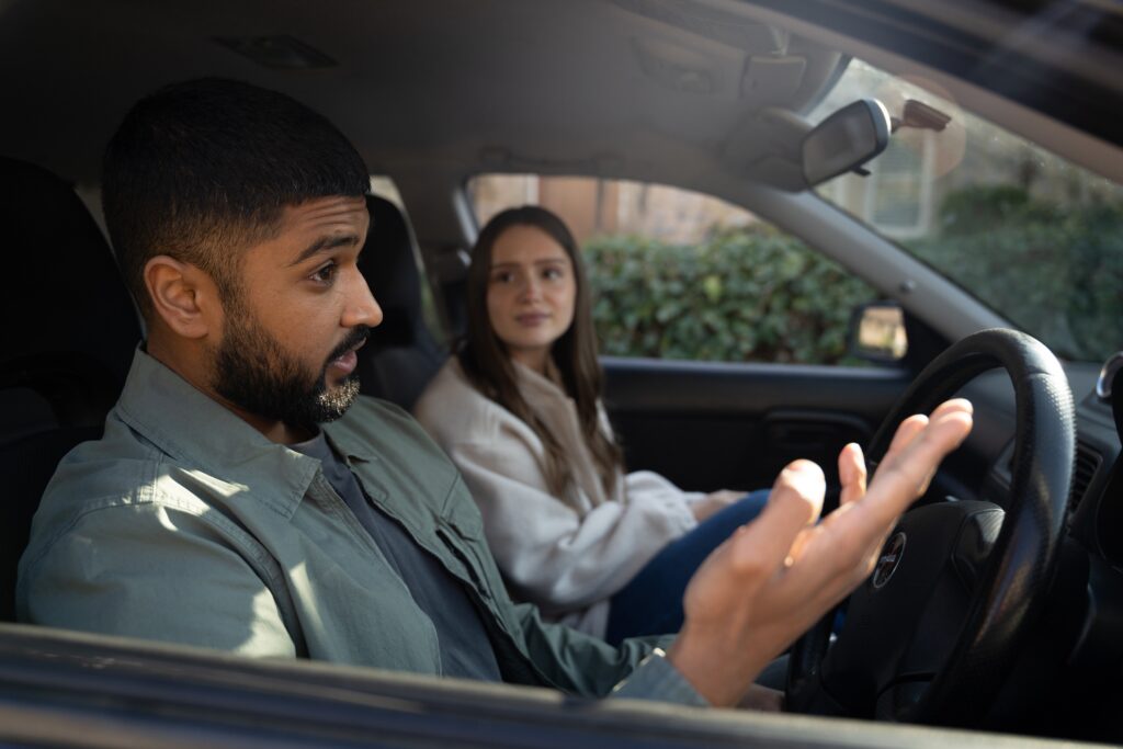 Sarah and Kammy in a car together on Emmerdale