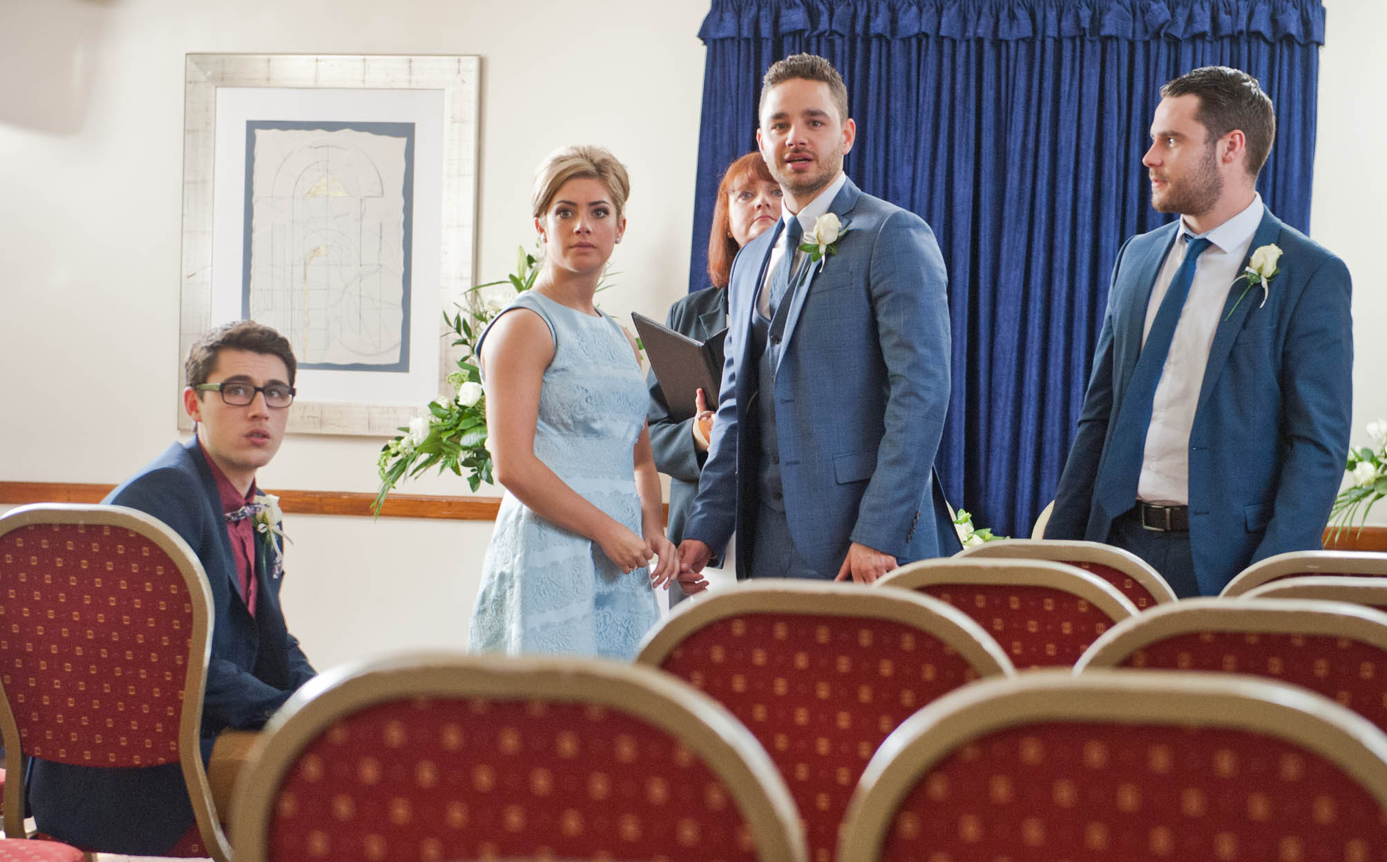 Adam and Victoria on their wedding day with Finn and Aaron 