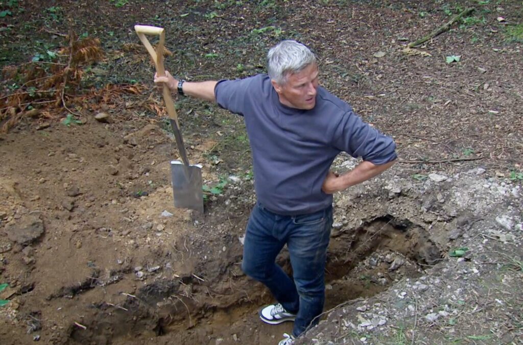 Caleb digging in Emmerdale