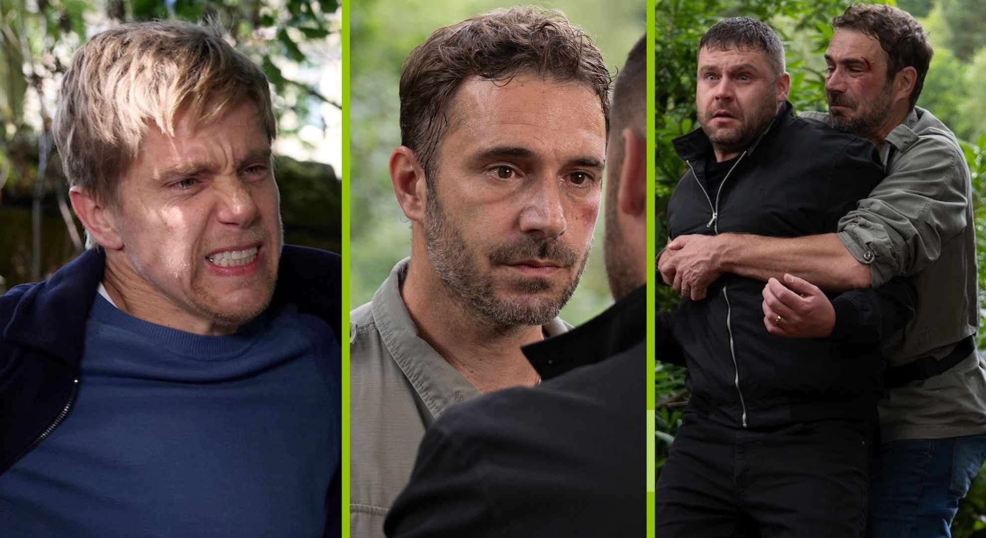 Robert confronts John, John confesses - and then pulls Aaron over a cliff