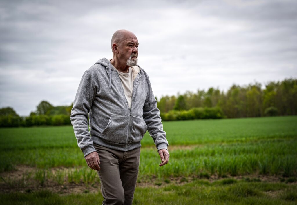 Bear Wolf is seen wandering through the countryside