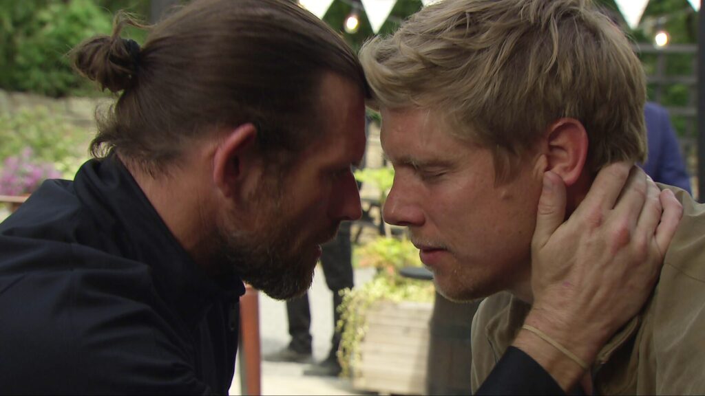 Kev and Robert share a moment in Emmerdale