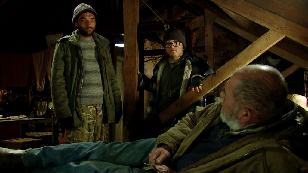 Mick and Simo beg Bear to run away with them