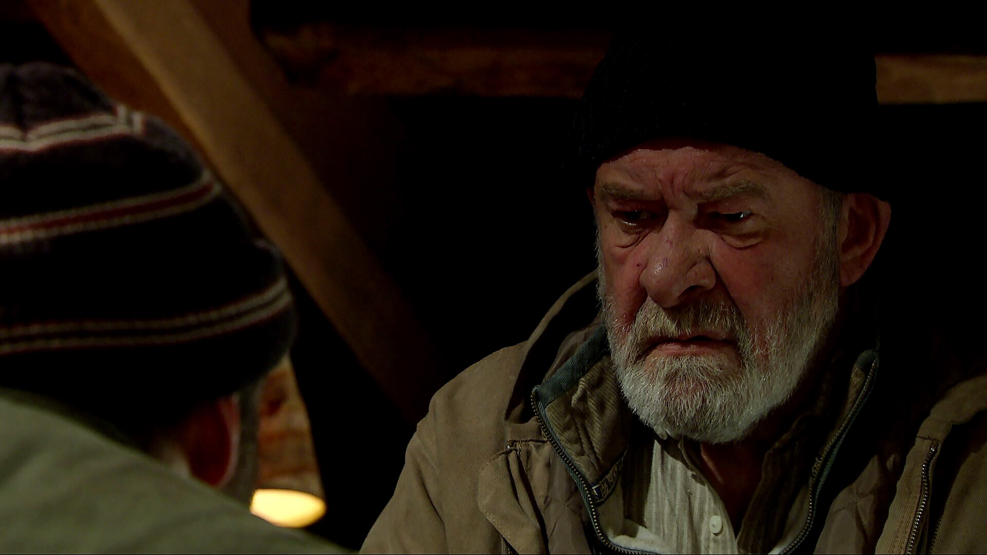 Bear looks terrified in Emmerdale