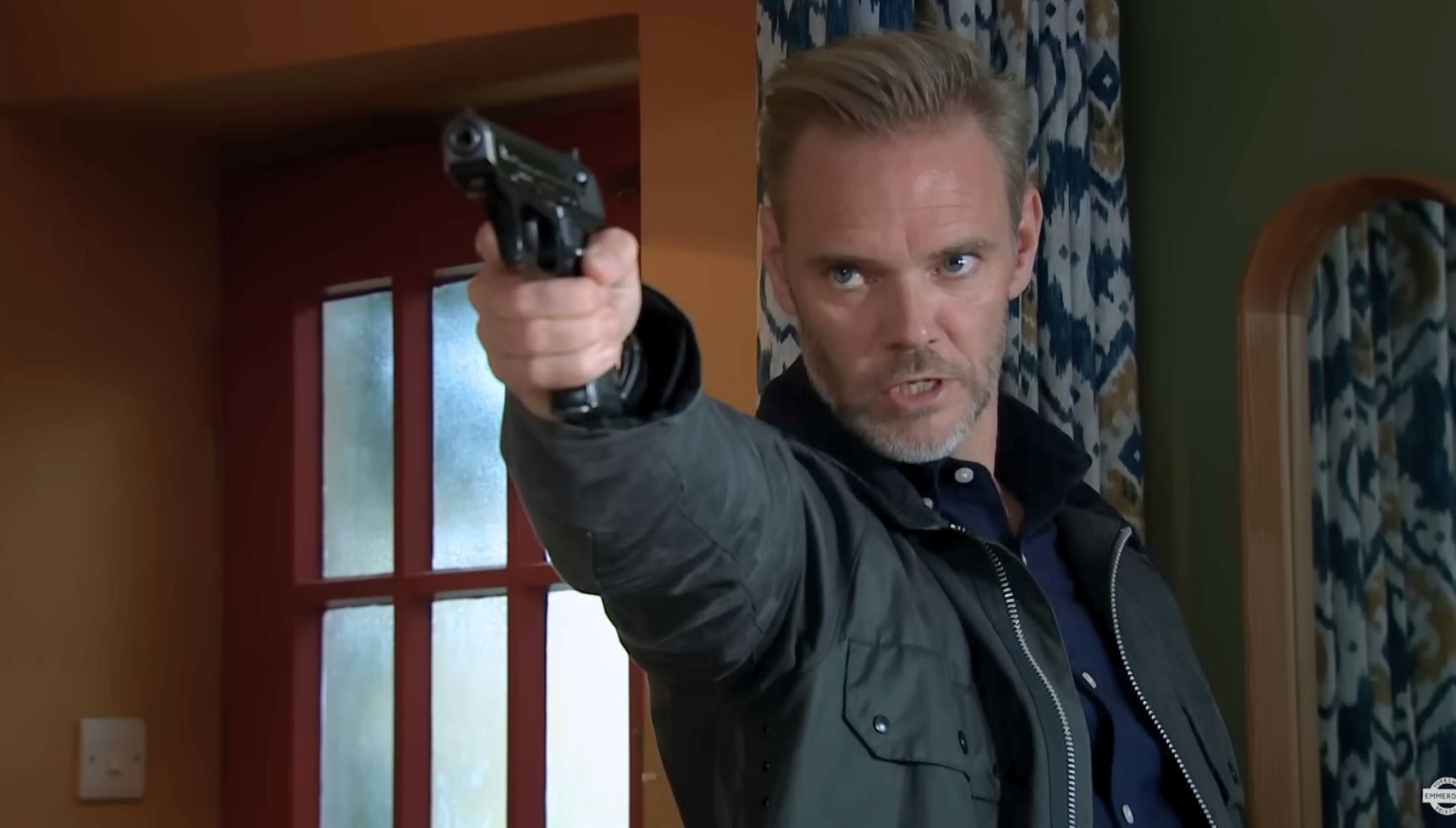 Ray pointed the gun at Marlon and pulled the trigger (Credit: ITV)