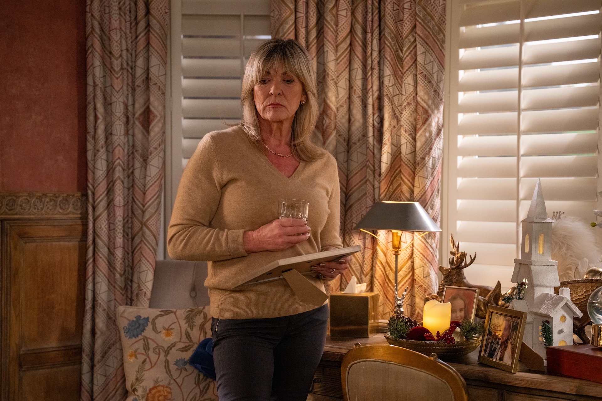 Kim Tate looks sad in Emmerdale