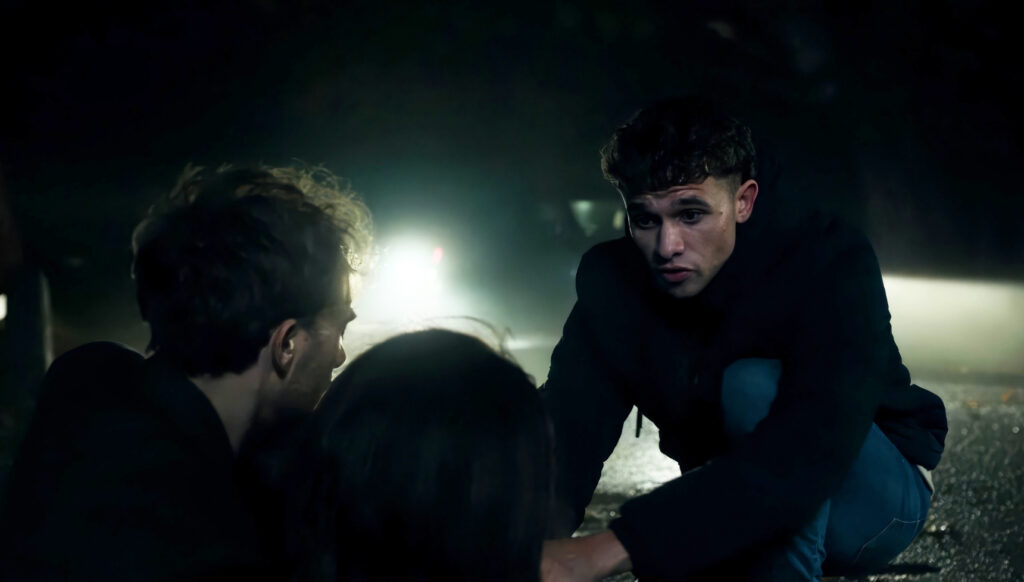 Emmerdale's Jacob tending to Coronation Street's David and Shona