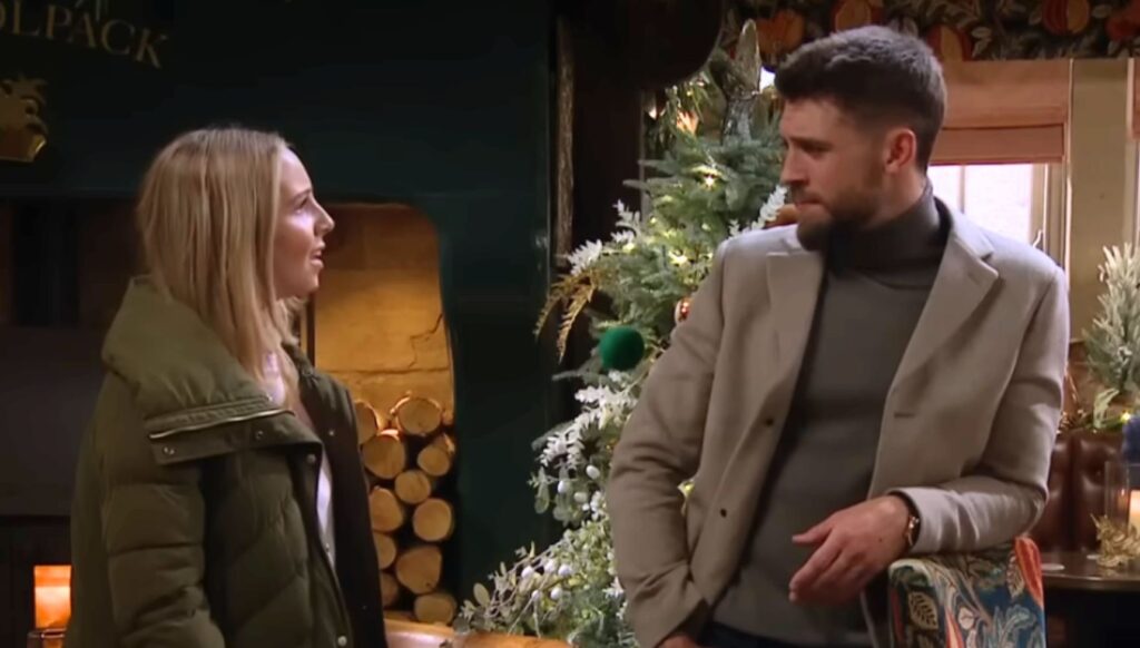 Belle and Joe talking in Emmerdale 