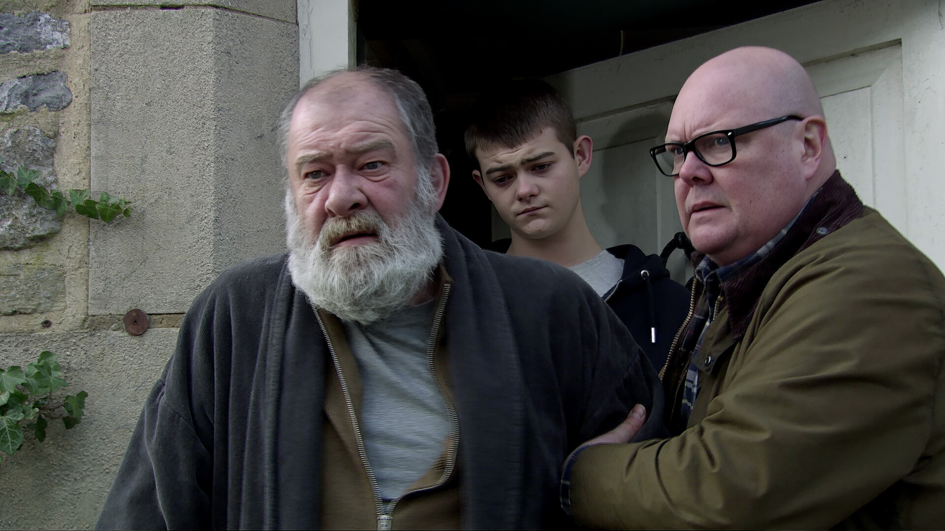 Paddy won't let Bear talk (Credit: ITV)