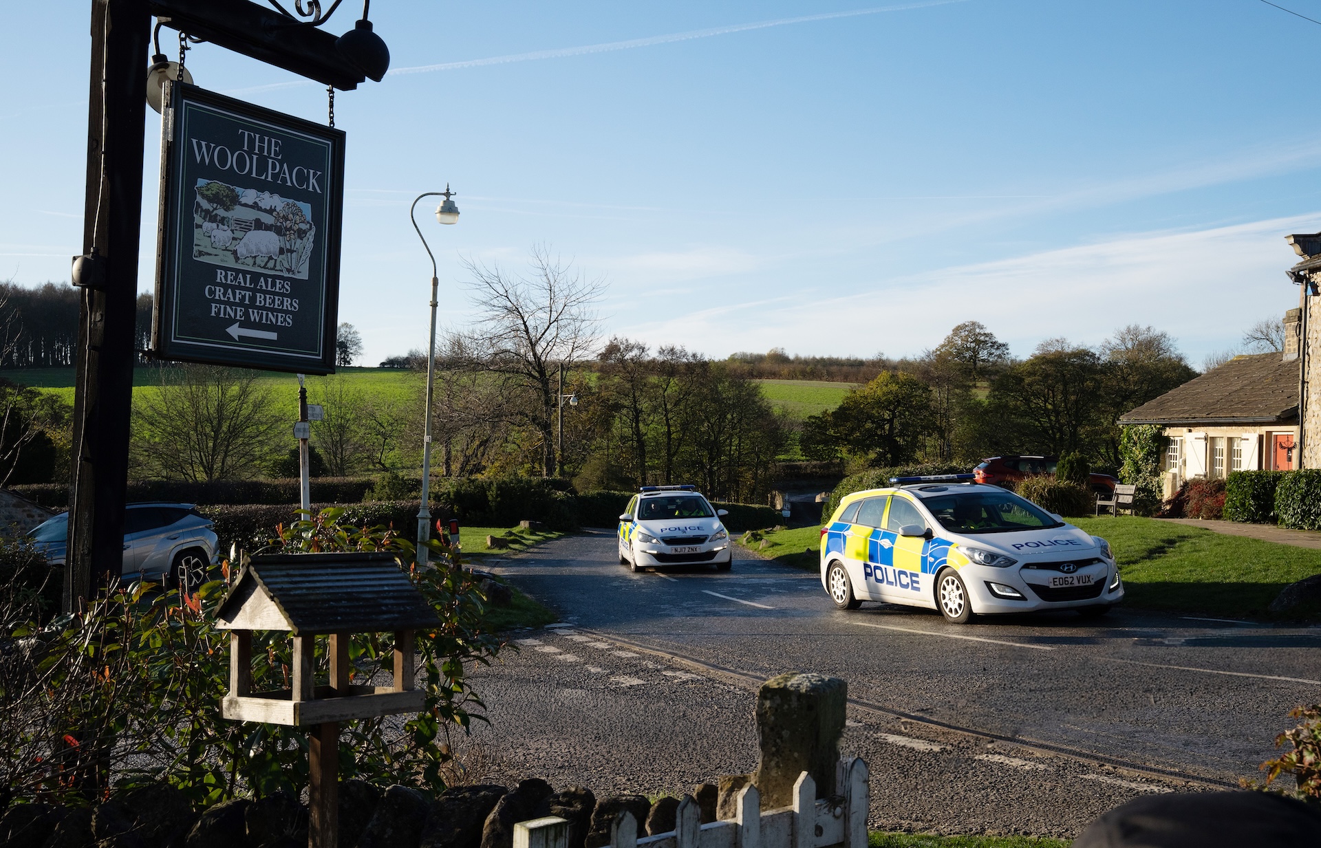The police appear in the village