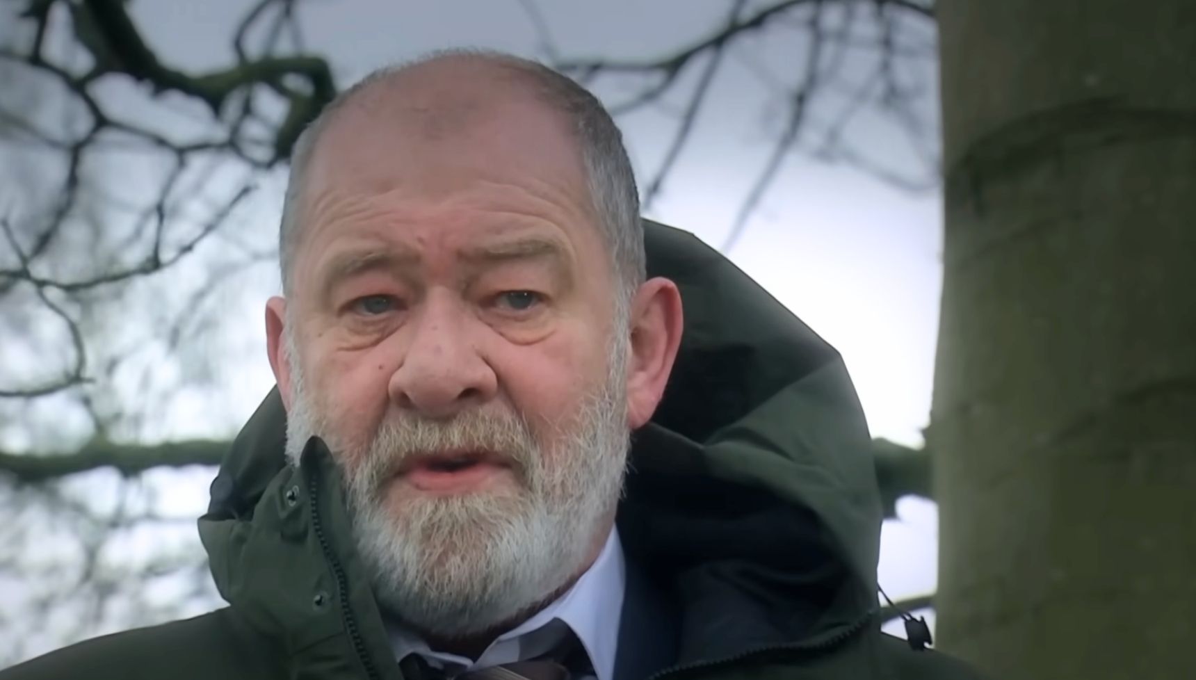 Bear gives a speech with music playing in Emmerdale (Credit: ITV)