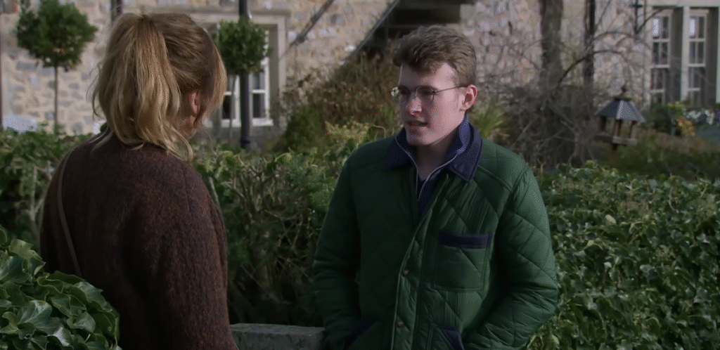 Arthur speaking to Laurel in Emmerdale