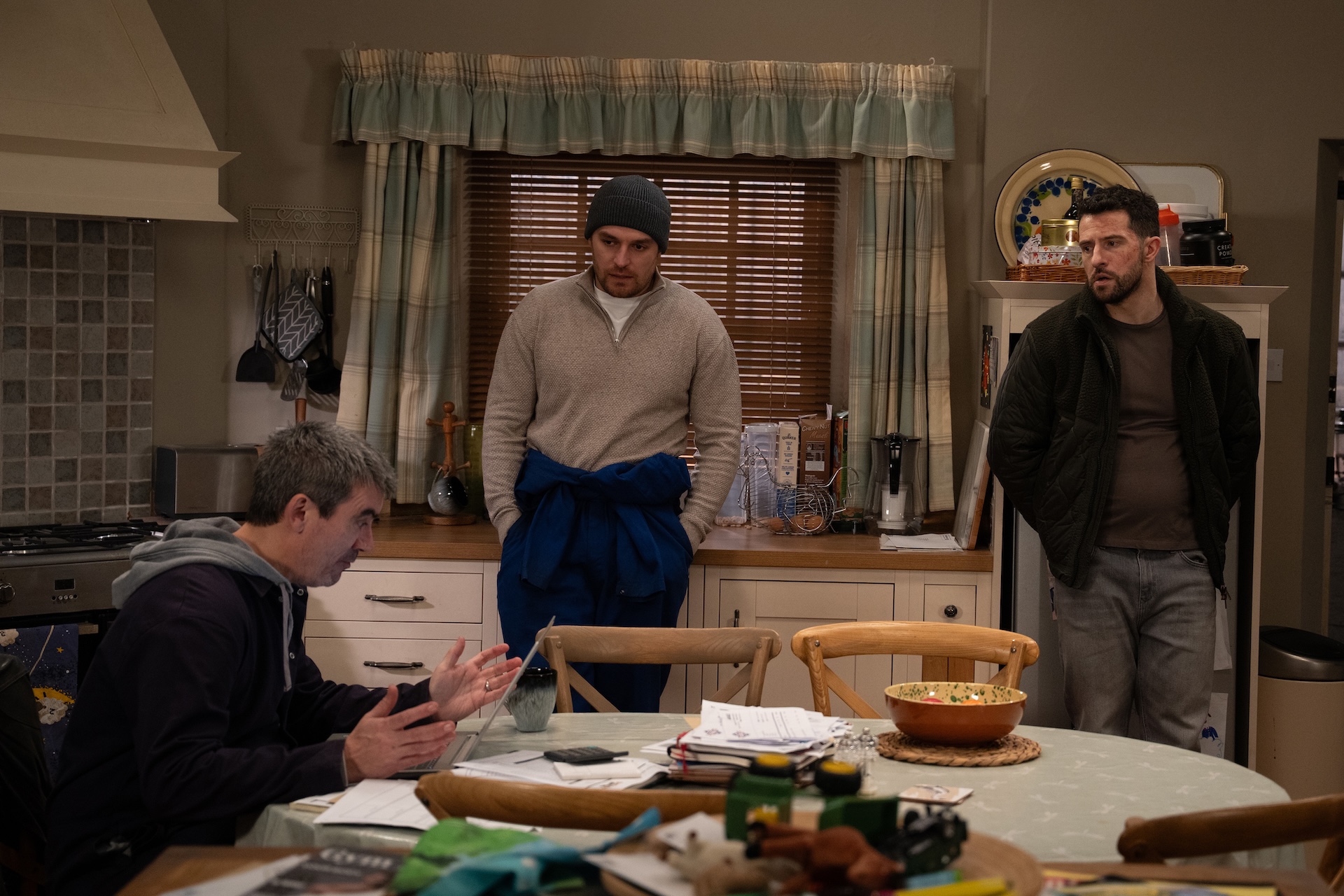 Mack and Ross are happy when the farm gets the all-clear (Credit: ITV)