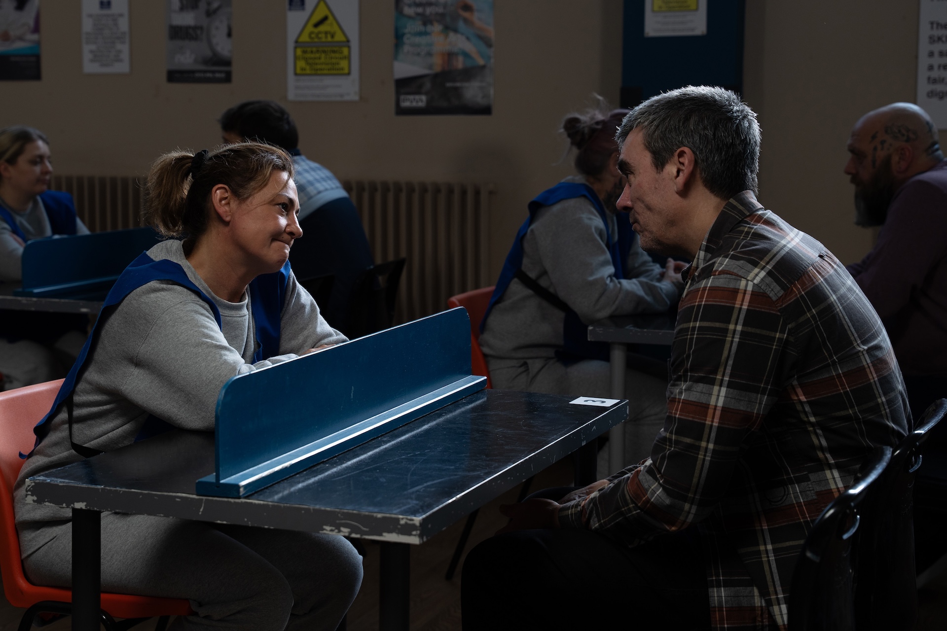 Moira has to step in and fight after Cain reveals the truth (Credit: ITV)