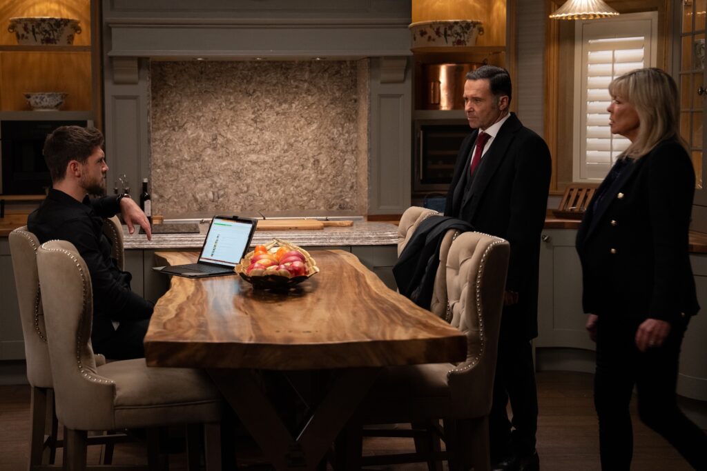 Joe and Graham chat in Home Farm