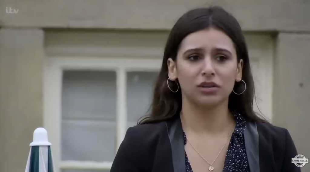 Emmerdale Meena upset