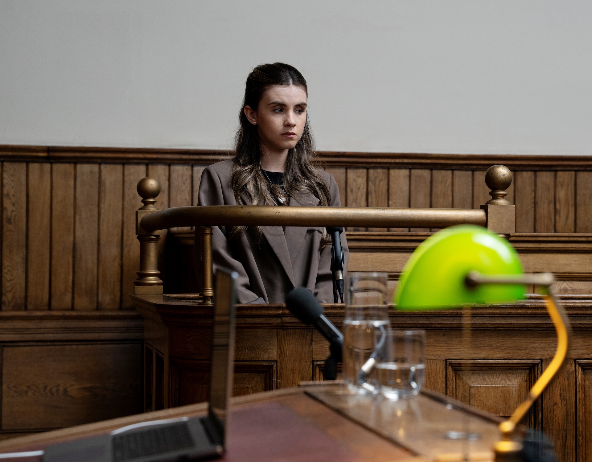 April finds cross-examination hard (Credit: ITV)