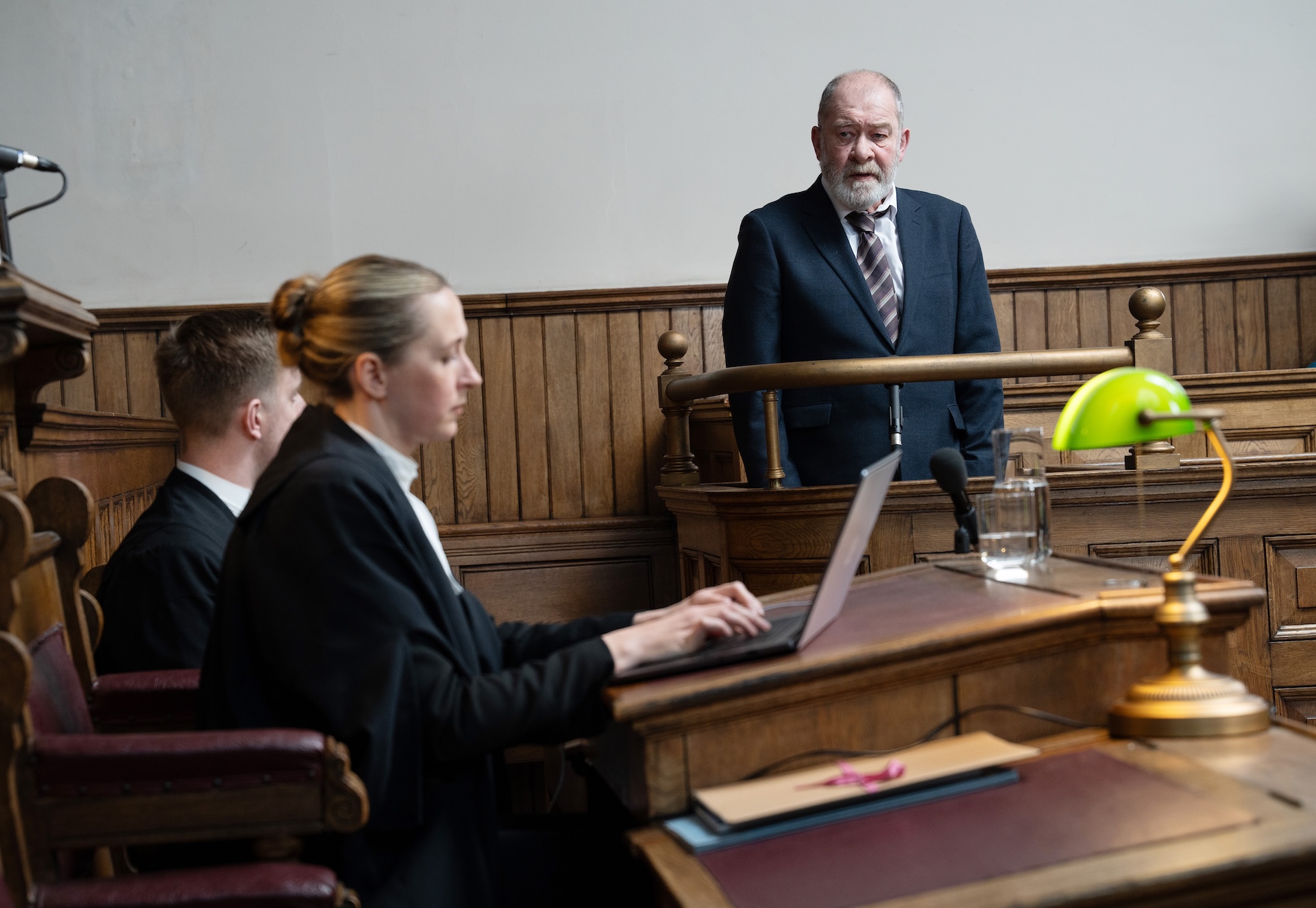 Bear tries to get the court to listen to his version of events (Credit: ITV)