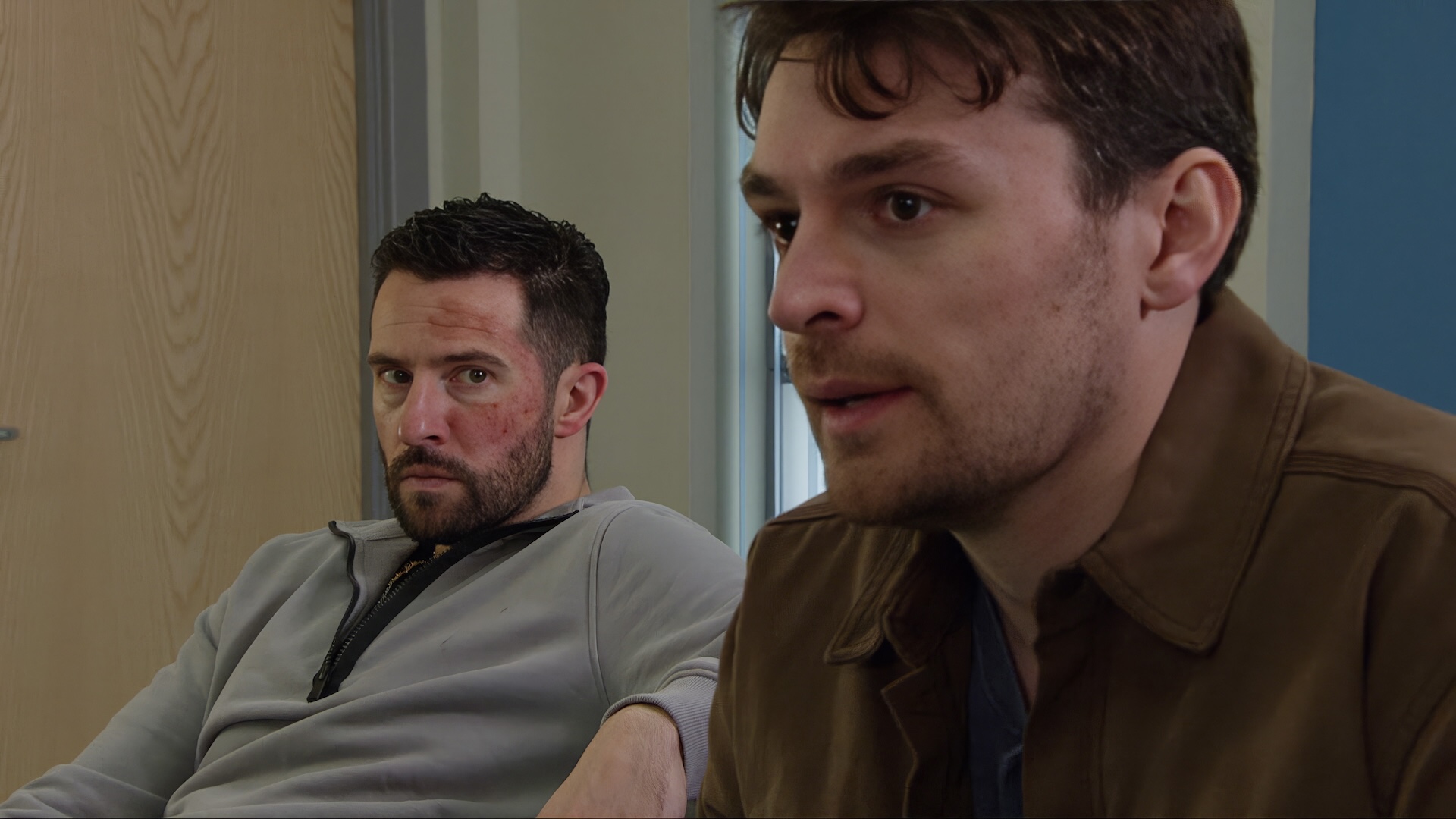 Ross and Mack are waiting for news on Charity (Credit: ITV)