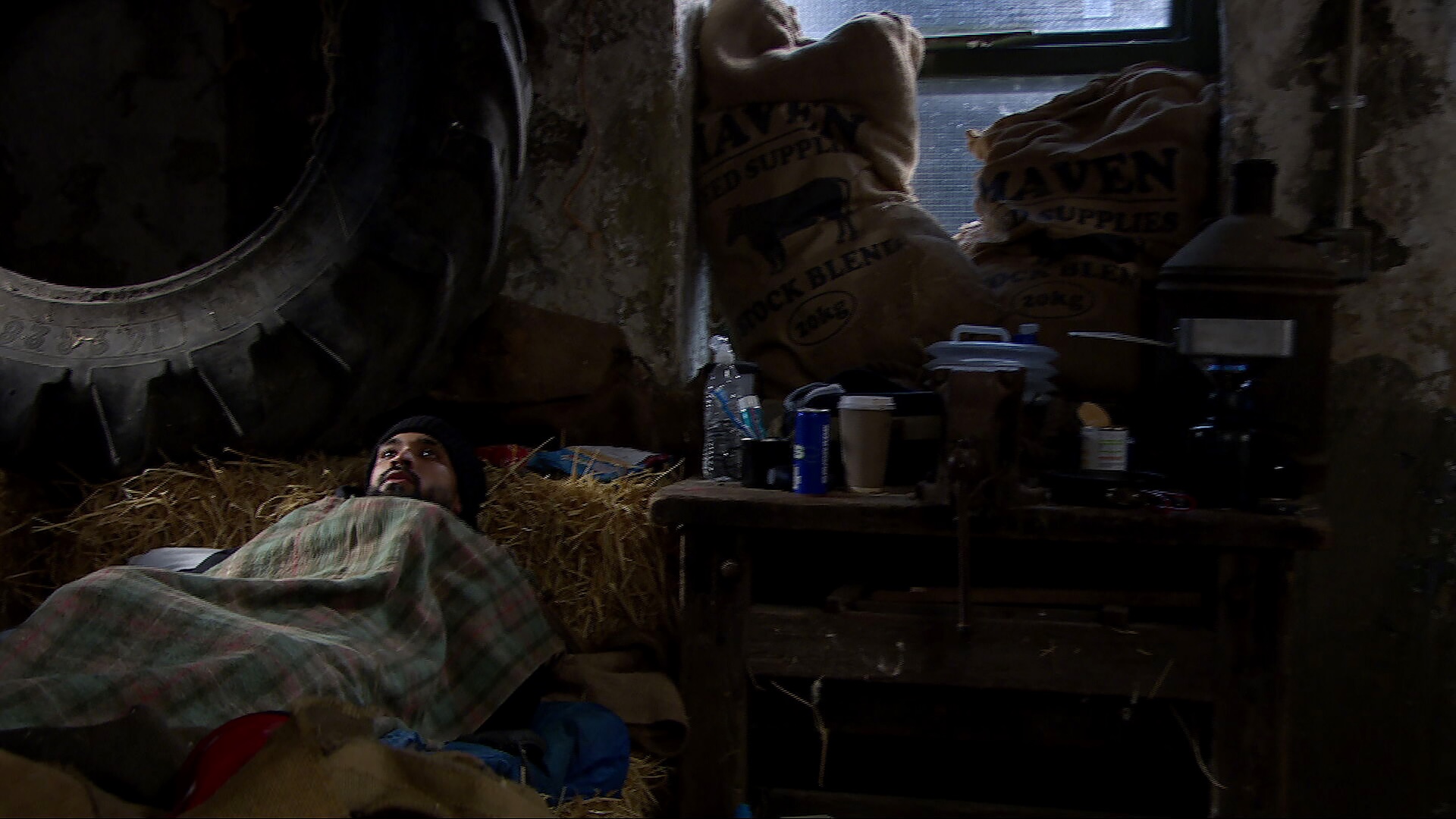 Kammy is sleeping in the barn in Emmerdale spoilers (Credit: ITV)