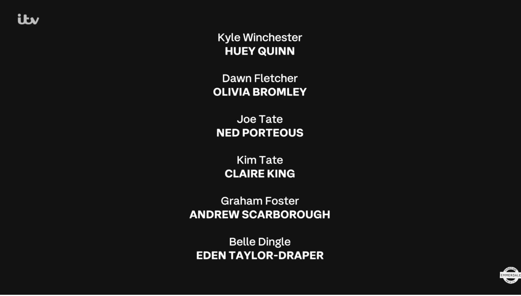 The Emmerdale credits listed Kyle first (Credit: ITV)