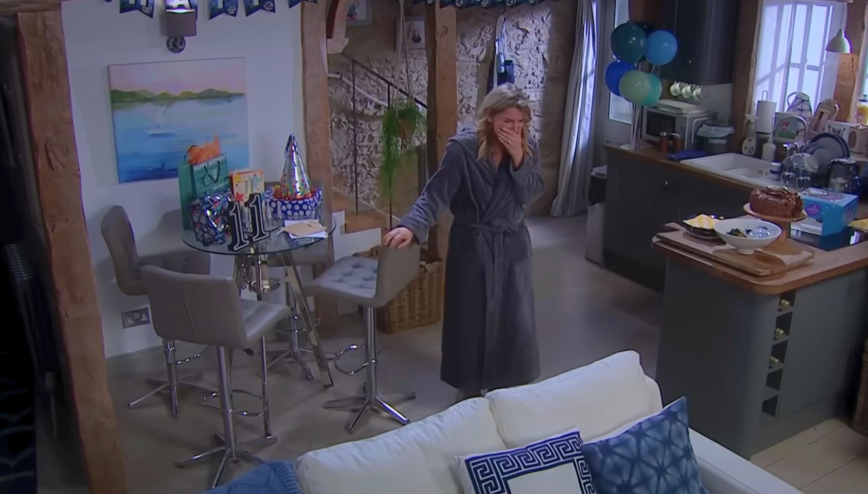 Charity tried to pretend she was okay in Emmerdale tonight, but it's clear she's not (Credit: ITV)